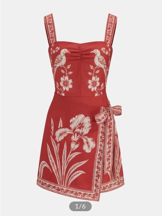 Commense Dresses & Skirts - Commense Floral Bird Print Wrap Tie Mini Dress